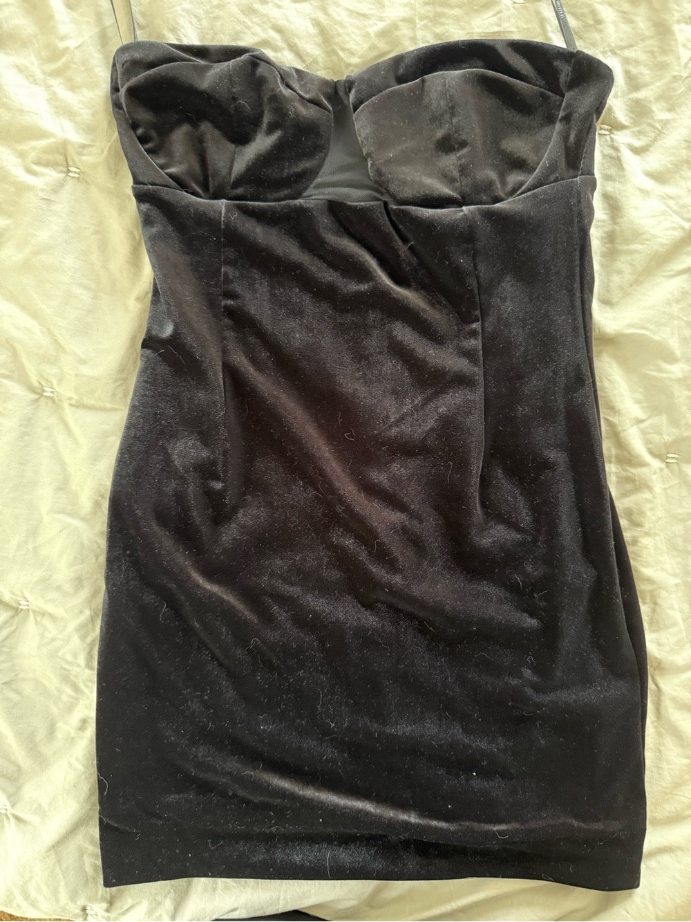 Forever 21 Strapless Black Velvet Bodycon Dress